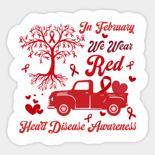 Heart Disease Awareness, In February We Wear Red, Heart Disease Awareness, Go Red, Heart Healthy Sticker